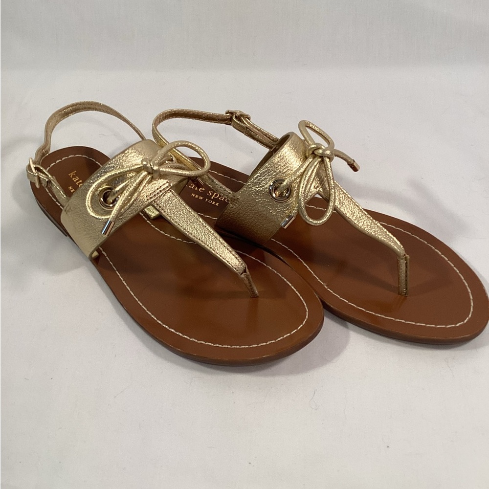 Kate Spade NWT Gold and Brown Sandals Minimalist Design Size 8